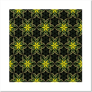 Beautiful and colorful Yellow flower design pattern Posters and Art